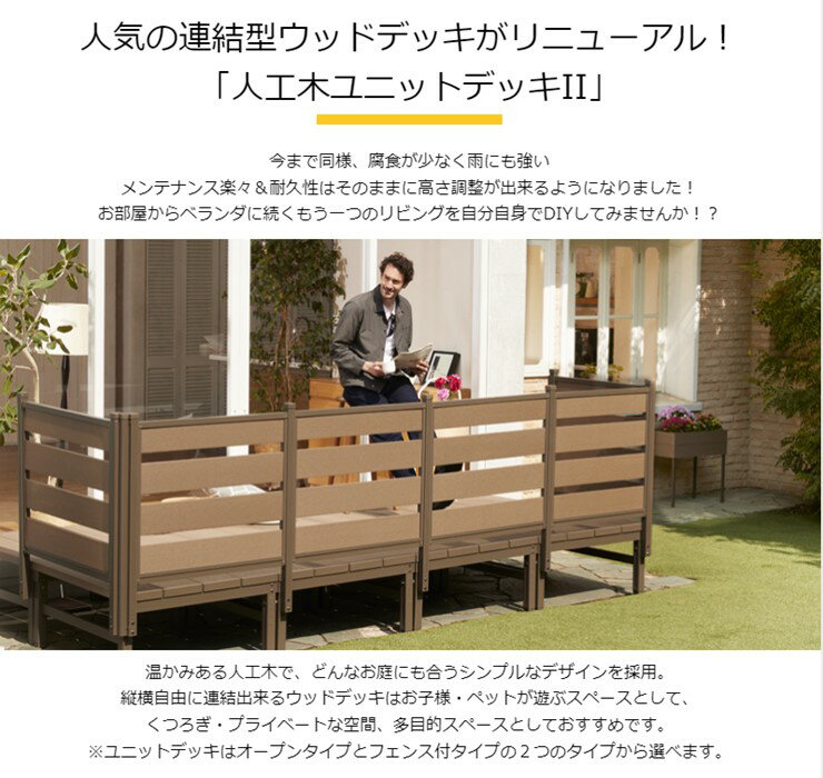 【メーカー直送】 人工木ユニットデッキII オープンタイプ 1.0坪 アッシュブラウン...