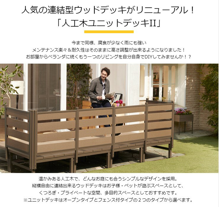 【メーカー直送】 人工木ユニットデッキII ラティスフェンス付 1.5坪 アッシュブラ...