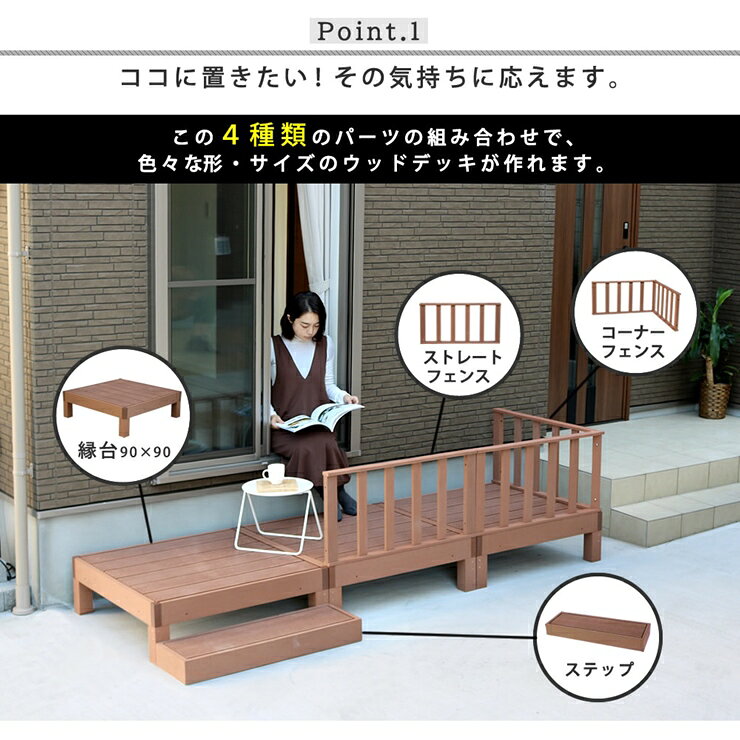 【メーカー直送】 おしゃれ 屋外 庭 エコフィール 人工木ウッドデッキ 8台 ライト...