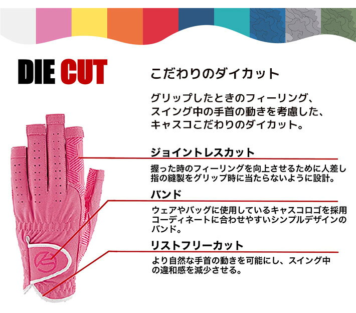 [ネコポス対応] キャスコ パレット ゴルフ グローブ レディス 指先カット 両手用 K...