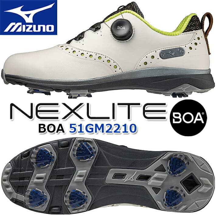 【2022年春夏モデル】【ミズノ】 ネクスライト プロ ボア メンズ ゴルフシューズ NEXLITE PRO Boa MEN'S Golf Shoes/51GM2210 35:ホワイト×ライム 8サイズ/足幅：3E相当の方向け【MIZUNO】【日本正規品】【送料無料】