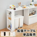 カウンターテーブル 後付け オプション テーブル キッチンカウンター用 別売り 収納テーブル 伸縮 カウンターテーブル カウンター下にゴミ箱が収納できる
