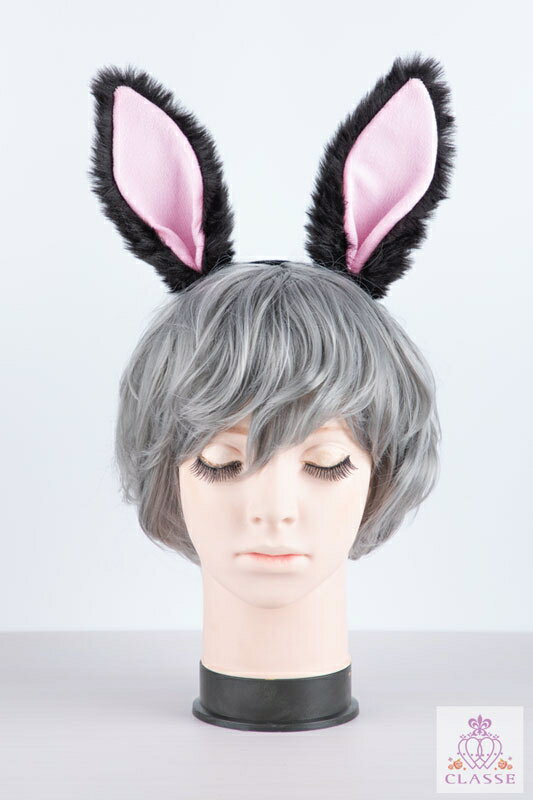 【送料無料】ふさふさウサ耳 ブラック×ピンク クラッセ CLASSE コスプレ 仮装 イベント