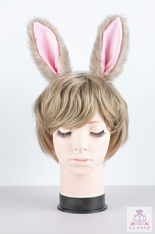 【送料無料】ふさふさウサ耳 グレージュ×ピンク クラッセ CLASSE コスプレ 仮装 イベント