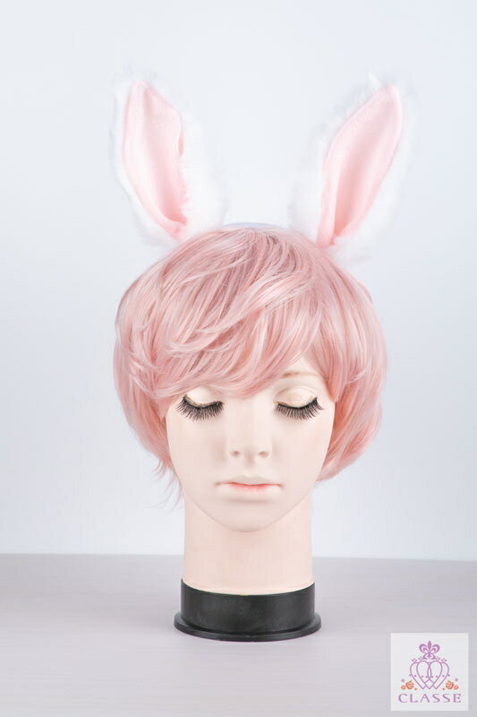 【送料無料】ふさふさウサ耳 白×ピンク クラッセ CLASSE コスプレ 仮装 イベント