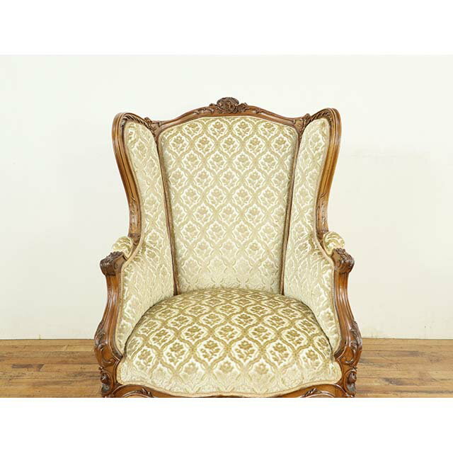 アンティーク サロンソファ アンティーク 家具 2人掛けソファ アンティーク家具 おしゃれ 海外インテリア ビンテージ ヴィンテージ レトロ シャビー ホテル 教会 お店 店舗什器 レストラン ロビー 張り替え済 1900年代 ウォールナット材 フランス 仏国 antique64895c [2]