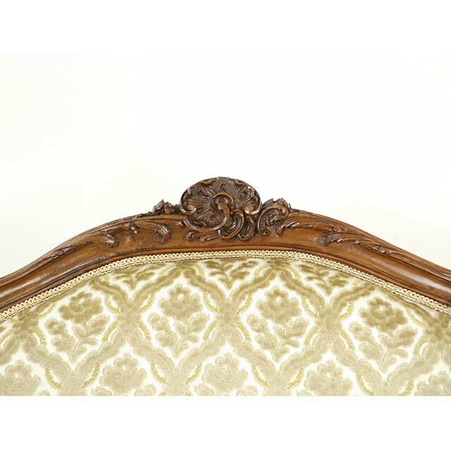 アンティーク サロンソファ アンティーク 家具 2人掛けソファ アンティーク家具 おしゃれ 海外インテリア ビンテージ ヴィンテージ レトロ シャビー ホテル 教会 お店 店舗什器 レストラン ロビー 張り替え済 1900年代 ウォールナット材 フランス 仏国 antique64895c [3]