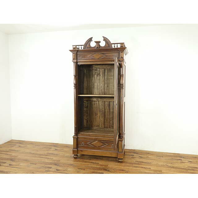 アンティーク キャビネット アンティーク家具 ワードローブ ホテル レストラン 玄関収納 ロビー 店舗家具 収納 什器 ヴィンテージ レトロ ビンテージ シャビー シャビーシック お店 リビングボード ウォールナット フランス 仏国 1900年代 クローゼット antique70365