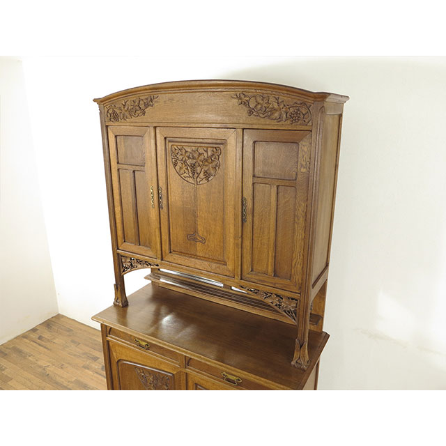 アンティーク キャビネット アンティーク家具 飾り棚 サイドボード ホテル レストラン 邸宅 ロビー 店舗家具 什器 ヴィンテージ レトロ ビンテージ シャビー シャビーシック お店 リビングボード 1900年代 オーク フランス フレンチ 仏国 antique20837