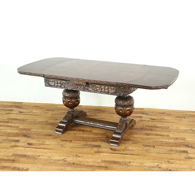 伸長式 テーブル アンティーク 家具 エクステンション テーブル 拡張式 ドローリーフ テーブル ダイニング 食卓 ホテル レストラン シャビー レトロ ヴィンテージ ビンテージ 新生活 おしゃれ モデルルーム 1900年頃 オーク 英国 イギリス antique59135