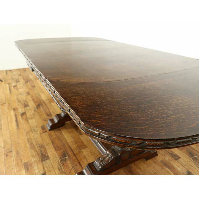 伸長式 テーブル アンティーク 家具 エクステンション テーブル 拡張式 ドローリーフ テーブル ダイニング 食卓 ホテル レストラン シャビー レトロ ヴィンテージ ビンテージ 新生活 おしゃれ モデルルーム 1900年頃 オーク 英国 イギリス antique59135 [2]