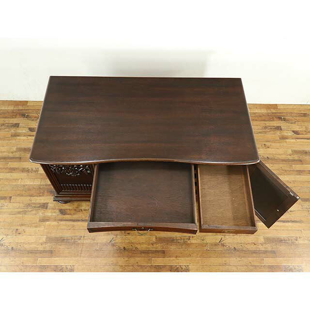 アンティーク 家具 デスク アンティーク家具 テーブル ヴィンテージ 書斎机 レトロ ビンテージ シャビーシック エレガント ホテル レストラン デザイナーズマンション 書斎 オフィス 店舗 什器 1910年代 オーク材 フランス 仏国 antique70175 [2]