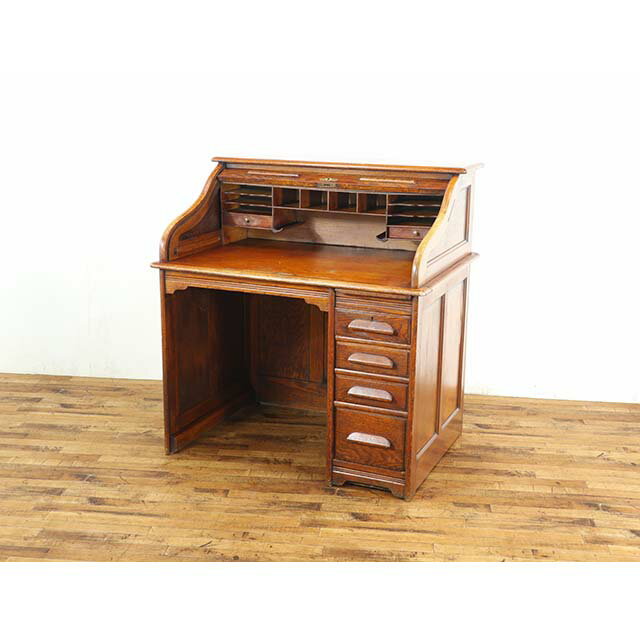 テーブル アンティーク 家具 センターテーブル デスク 書斎 ホテル レストラン シャビー レトロ ヴィンテージ ビンテージ 新生活 おしゃれ モデルルーム 飾り台 作業テーブル 1920年頃 オーク材 ロールトップデスク イギリス 英国 antique59314 [2]