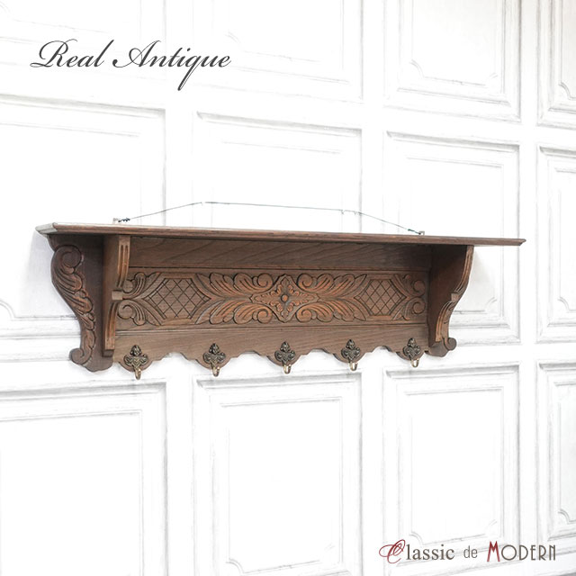 アンティーク 家具 ウォールハンガー 壁掛けフック ハンガー 木製 玄関 スリム コンパクト 収納 木製 ..