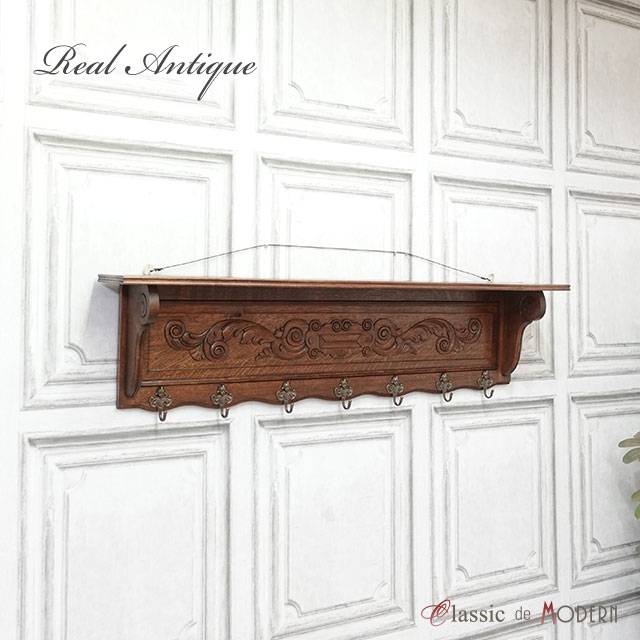 アンティーク 家具 ウォールハンガー 壁掛けフック ハンガー 木製 玄関 スリム コンパクト 収納 木製 ..