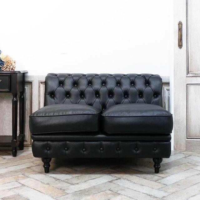 輸入家具 ソファー 2人掛け アンティーク 輸入家具 チェスターフィールド ソファ 二人掛け デザイナーズ そふぁ ソファー ヴィンセント ソファ 2人掛け ダブルソファ VINCENT イギリス 英国 ヴィンテージ レトロ アンティーク 合皮 フェイクレザー ブラック 黒 VC2AP32K