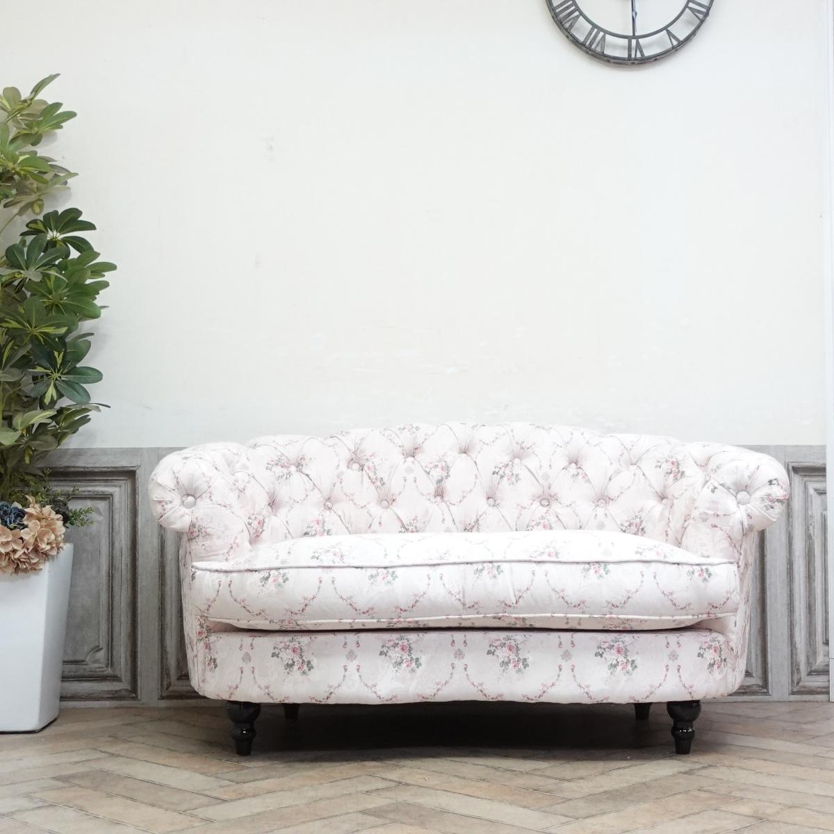 輸入家具 送料無料 ソファ デザイナーズ そふぁ ソファー モーソファ ソファ 二人掛け 1シーター 二人用 ダブルソファ コンパクト mousofa イギリス 英国 ヴィンテージ レトロ アンティーク ロマンチック 姫 ガーリー ピンク フラワーダマスク 花柄 NM2F116K [2]