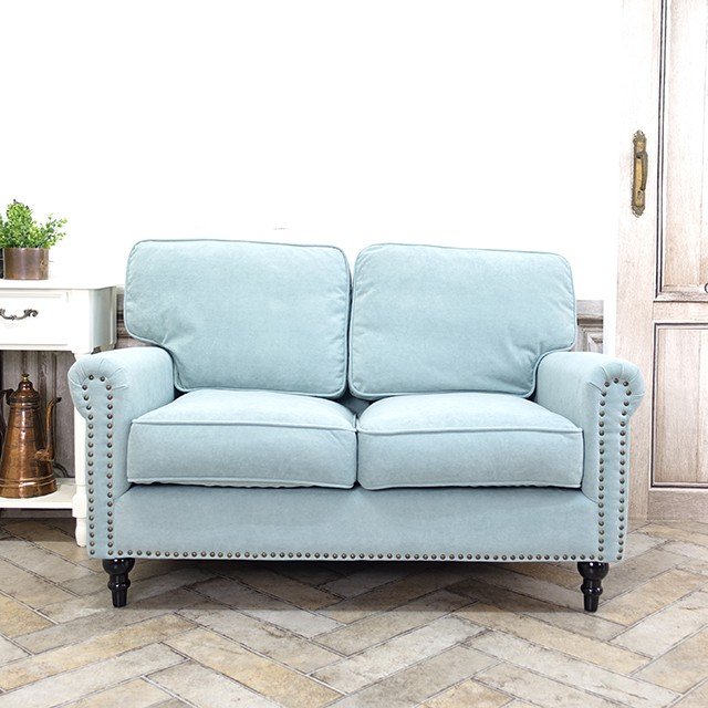 輸入家具 アンティーク ソファー そふぁ ヴィンセント Vincent ソファ 2人掛け アンティーク ダブルソファ アンティーク風 ソファ 二人用 レトロ シンプル モダンソファ ホテル レストラン ロビー 英国 イギリス かっこいい お洒落 一人暮らし ブルー ファブリック VG2F238K [2]