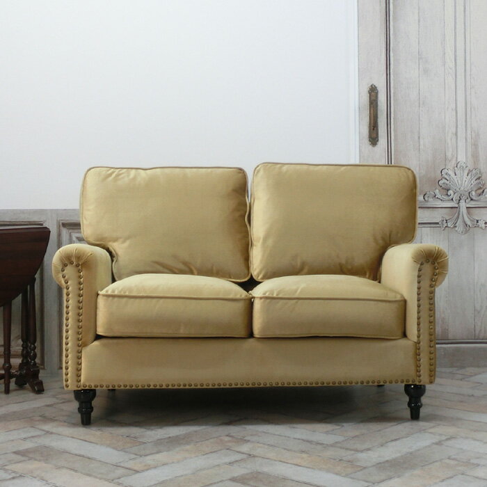 輸入家具 デザイナーズ ゴールド 布 そふぁ ソファー ソファ 2人掛け 2シーター 家具 かわいい アンティーク調 おしゃれ イギリス 二人用 ソファ Vincent(ヴィンセント) VG2F85K 北欧 西海岸 カリフォルニアスタイル アンティーク風ソファ専門店 クラシックデモダン [2]
