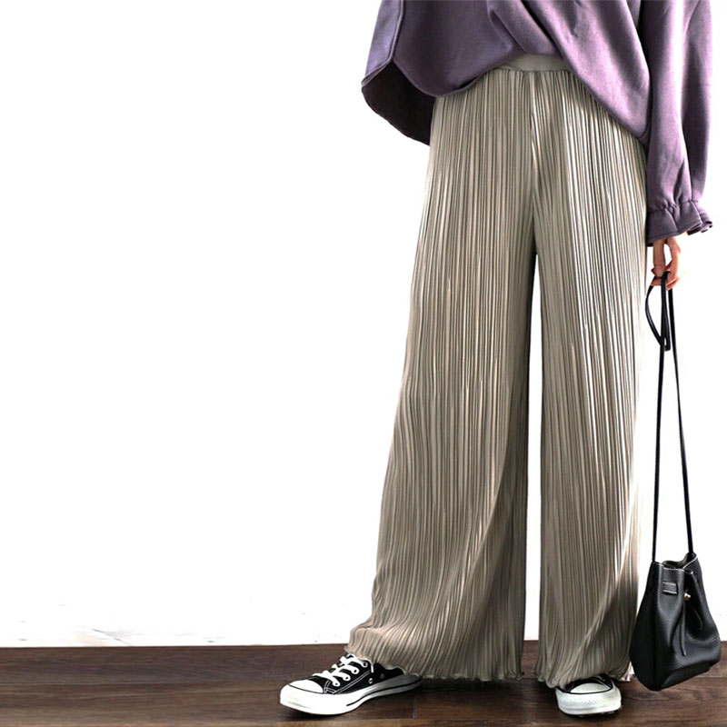 メール便 送料無料 レディース ボトムス パンツ フレアパンツ ワイドパンツ メロー 無地 ワイド プリーツ リラックスパンツ イージーパンツ フルレングス きれいめ 大きいサイズ ゴム ゆったり 秋 冬 M L Xl Xxl 黒 グレージュ オリーブ 21aw クラシカルエルフ Clfl003