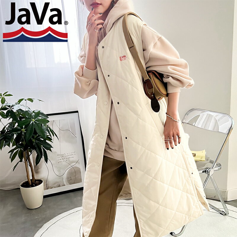 《JaVa ジャバコラボ》 送料無料 トップス ベスト レディース 中綿 キルティング ロング ノースリーブ アウター 男女兼用 ユニセックス ダイヤ キルト 大きいサイズ アイボリー カーキ グレージュ ブラック S-M L-XL 秋 冬 2022aw クラシカルエルフ jv0420006のサムネイル