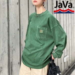 《javaジャバ コラボ》 送料無料 トップス Tシャツ メンズ レディース ピグメント加工 ロング カットソー メンズライク ストリート アメカジ ゆったり シルエット 男女兼用 ユニセックス 大きいサイズ 秋 冬 2023aw クラシカルエルフ jv1029002