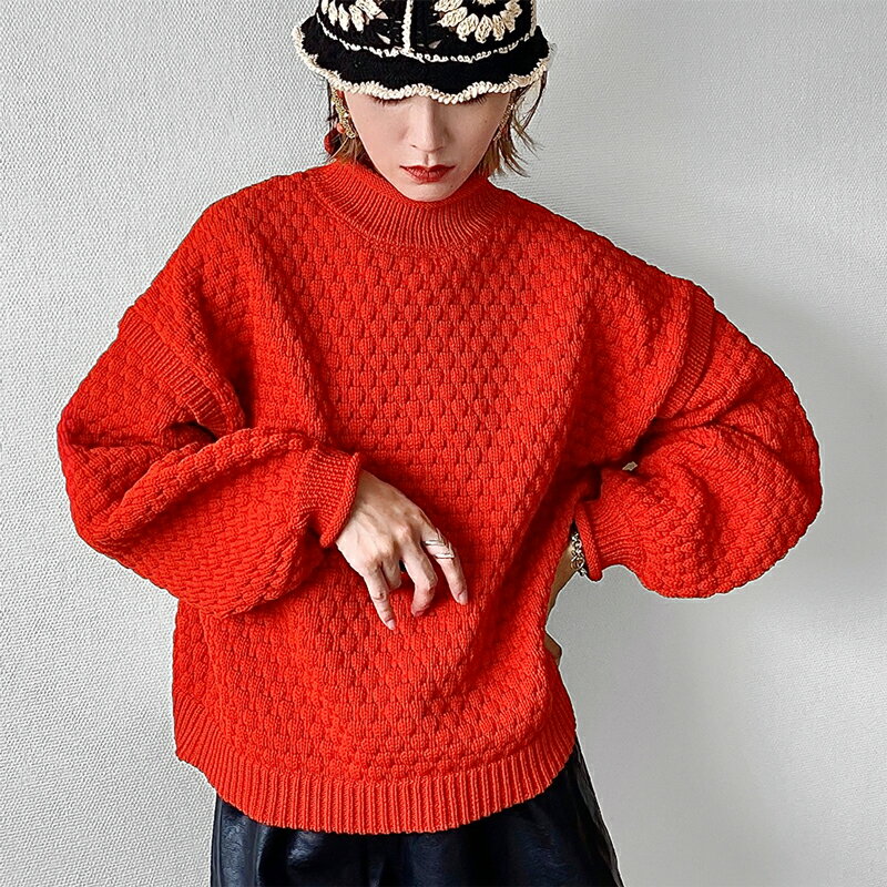 【mily bilet】 送料無料 トップス セーター レディース ぽこぽこ 軽量 ボトル ネック チャンキー ニット プルオーバー クロップド丈 ゆるっと オーバーシルエット 定番カラー カール 大きいサイズ 秋 冬 2022aw クラシカルエルフ mi1149005のサムネイル