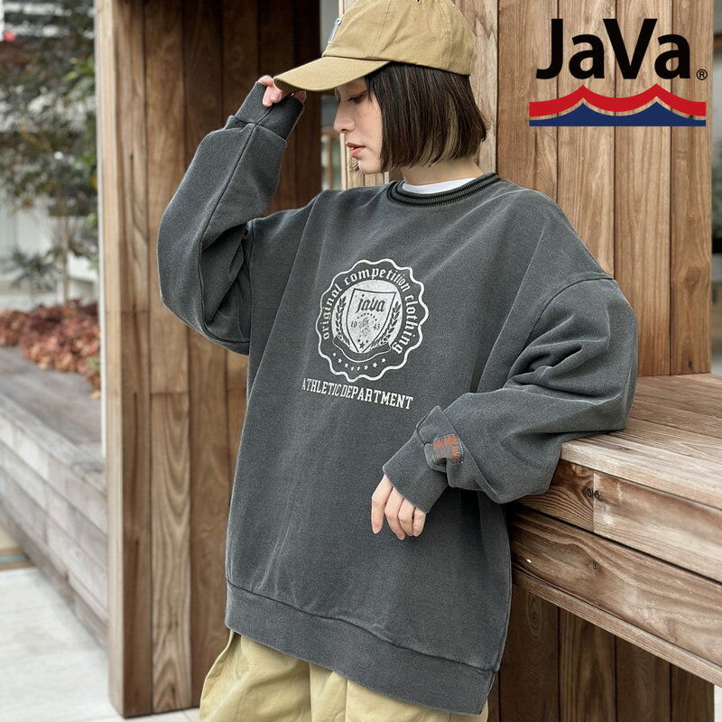 《javaジャバ コラボ》送料無料 トップス スウェット レディース メンズ トレーナー アメカジ ヴィンテージ プリント プルオーバー ピグメント オーバーサイズ 男女兼用 ユニセックス ゆったり 長袖 大きいサイズ 春 夏 2023ss クラシカルエルフ jv1029013のサムネイル