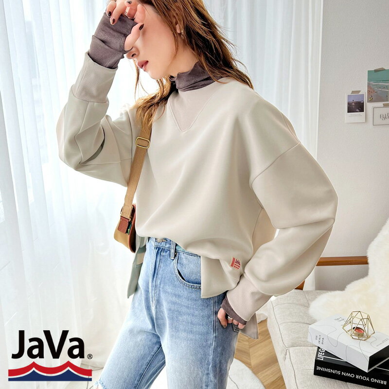 《javaジャバ コラボ》送料無料 トップス スウェット レディース トレーナー プルオーバー ダンボールニット カジュアル ミリタリー 男女兼用 ユニセックス メンズ レイヤード オーバーサイズ ゆったり きれいめ 長袖 大きいサイズ 秋 冬 2022aw クラシカルエルフ jv1160006のサムネイル