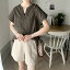 【MAX30%OFFクーポン対象】送料無料 トップス Tシャツ レディース 前後2way 麻混 Vネック キーネック デザイン フレンチスリーブ Tee ゆったり 体型カバー 程よい 透け感 涼しげ 大きいサイズ 春 夏 2023ss クラシカルエルフ ce0940099 1,999円