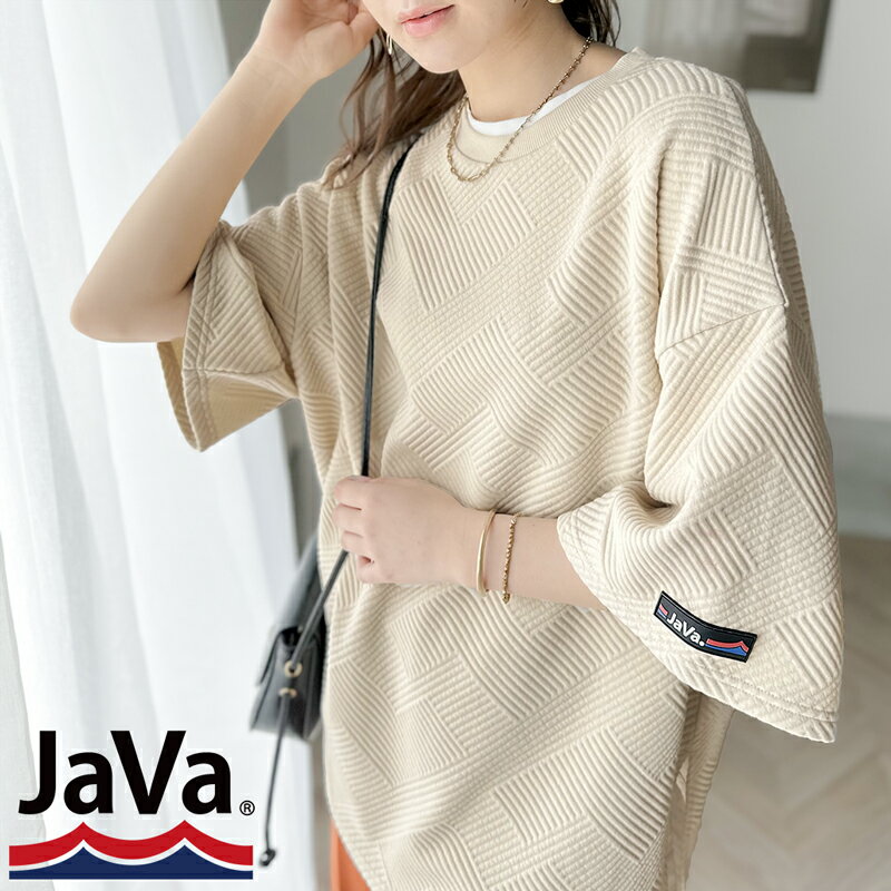 《java ジャバコラボ》 送料無料 トップス Tシャツ レディース メンズライク 凸凹 斜め ストライプ柄 プルオーバー 半袖 男女兼用 ユニセックス メンズ ゆったり オーバーサイズ 大きいサイズ 春 夏 2023ss クラシカルエルフ jv1010212のサムネイル