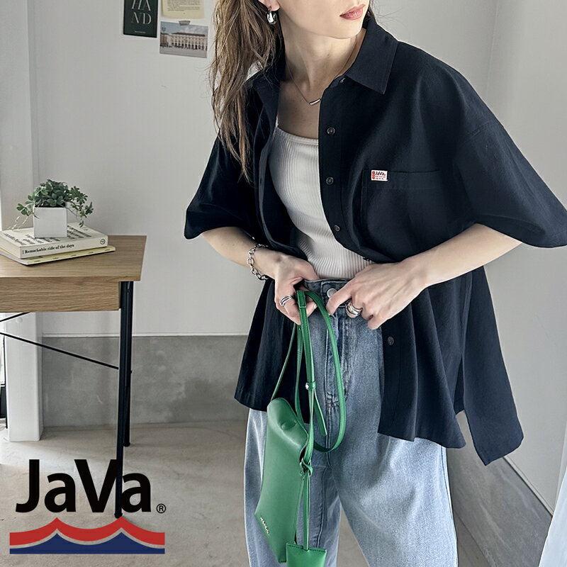 《java ジャバコラボ》 送料無料 トップス シャツ レディース コットン100％ サイド スリット 半袖 レトロ シャツ 男女兼用 ユニセックス メンズ セットアップ可 オーバーサイズ 大きいサイズ 春 夏 2023ss クラシカルエルフ jv1020089のサムネイル
