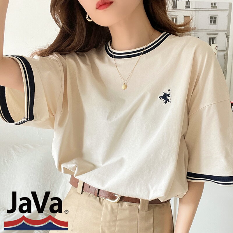 《java ジャバコラボ》 送料無料 トップス Tシャツ レディース 綿100% レトロ シルケット 半袖 男女兼用 ユニセックス メンズ サイドスリット ゆったり オーバーサイズ 体型カバー 大きいサイ…