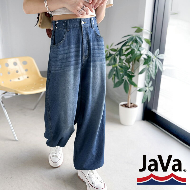 《javaジャバ コラボ》送料無料 ボトムス パンツ レディース デニム チノ コットン100 綿 フック ドロスト マルチウェイ 男女兼用 ユニセックス メンズ ウエストホック ワイドパンツ オーバーサイズ ゆったり 大きいサイズ 春 夏 2023ss クラシカルエルフ jv1200002のサムネイル