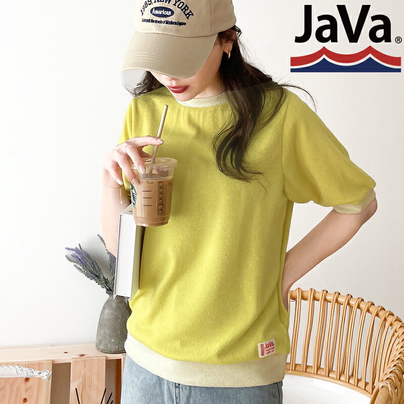 《javaジャバ コラボ》 送料無料 トップス Tシャツ レディース レトロ 配色 ミックス カラー リンガー ニットソー Tee 半袖 超微起毛 快適 なめらか 伸縮性 カラバリ豊富 大きいサイズ 春 夏 2024ss クラシカルエルフ jv1220001