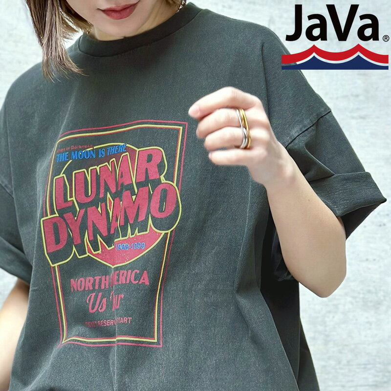 【MAX30%offクーポン対象】 《java ジャバコラボ》 送料無料 トップス Tシャツ レディース 綿100% ピグメント レトロ ヴィンテージ ライク ツアーロゴ 男女兼用 ユニセックス メンズ 体型カバ…