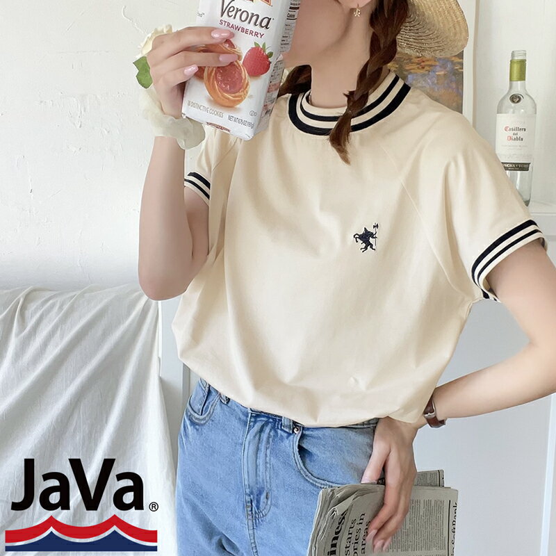 【MAX20%offクーポン対象】《java ジャバコラボ》 送料無料 トップス Tシャツ レディース 綿100％ シルケット モックネック ラグラン 配色 刺繍 フレンチ T さらっと なめらか 天竺 二の腕 すっきり 華奢見せ 大きいサイズ 春 夏 2023ss クラシカルエルフ jv1050129のサムネイル