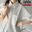 《java ジャバコラボ》 送料無料 トップス シャツ レディース レトロ ヴィンテージ レース 胸ポケット メンズライク ブラウス 半袖 羽織り 男女兼用 ユニセックス メンズ 大きいサイズ 春 夏 2023ss クラシカルエルフ jv1070045