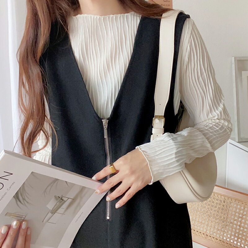 送料無料 オールインワン サロペット レディース 前後 2way ファスナー 深 Vネック サロペ 高見え ゆったり オーバーサイズ 体型カバー レイヤードコーデ ロングシーズン 大きいサイズ 秋 冬 2023aw クラシカルエルフ ce1010229のサムネイル
