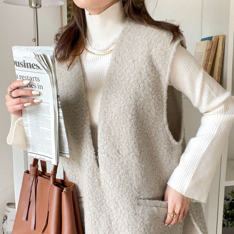 送料無料 トップス ベスト レディース ジレ くるくる起毛 フィクリングウール Vネック レイヤード 重ね着 ポケット サイドスリット 無地 もこもこ アウター オーバーサイズ ゆったり 袖なし 大きいサイズ 秋 冬 2023aw クラシカルエルフ ce1070060のサムネイル