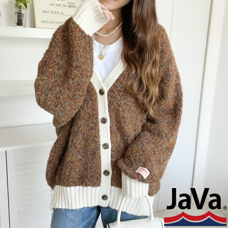 《javaジャバ 別注》 送料無料 トップス カーディガン レディース カラフル カラーネップ 前後2way 配色 Vネック プルーオーバー ゆったり オーバーサイズ 羽織り 体型カバー 大きいサイズ 秋 冬 2023aw クラシカルエルフ jv1020105のサムネイル