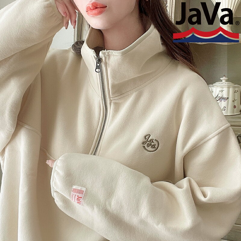 《java ジャバコラボ》 送料無料 トップス スウェット レディース 異素材 MIX 裏起毛 キルティング 切替 ハーフジップ プルオーバー 男女兼用 ユニセックス メンズ ゆったり オーバーサイズ 大きいサイズ 秋 冬 2023aw クラシカルエルフ jv1050116のサムネイル