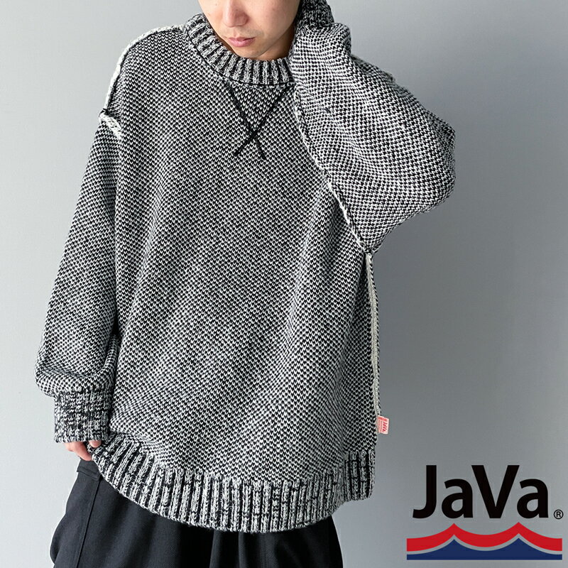 《java ジャバコラボ》 送料無料 トップス セーター メンズ 裏表 2way リバーシブル 襟 配色 凹凸感 W ジャガード ニット 男女兼用 ユニセックス レディース ゆったり ビッグシルエット 大きいサイズ 秋 冬 2023aw クラシカルエルフ jm1260041のサムネイル