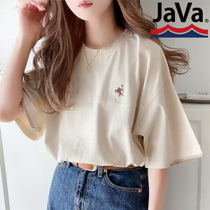 【MAX30%offクーポン対象】 《javaジャバコラボ》 送料無料 トップス Tシャツ レディース 綿100% 配色 ハンド ワンポイント ステッチ 刺繍 ピグメント Tee 男女兼用 ユニセックス メンズ ゆるっと ビッグシルエット 大きいサイズ 春 夏 2024ss クラシカルエルフ jv1260109