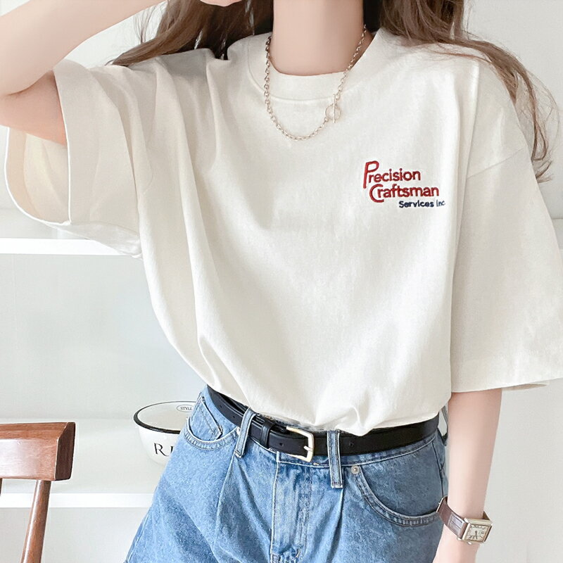 送料無料 トップス Tシャツ レディース 綿 100％ 天竺 生地 ワンポイント 配色 刺繍 ロゴ Tee 男女兼用 ユニセックス メンズ ゆるっと オーバーサイズ 華奢見え 体型カバー 大きいサイズ 春 夏 2024ss クラシカルエルフ ce1050183