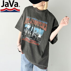 《java ジャバコラボ》 送料無料 トップス Tシャツ レディース ヴィンテージ 感 コットン100% グラフィック プリント ピグメント ビッグ Tee 男女兼用 ユニセックス メンズ ゆるっと オーバーサイズ 大きいサイズ 春 夏 2024ss クラシカルエルフ jv1029051