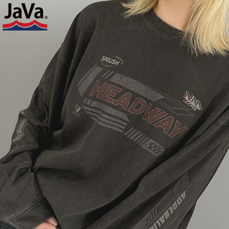 ＼先着順★24h限定 1000円OFFクーポン配布中／ 【 53%OFF 】 《javaジャバ コラボ》送料無料 トップス Tシャツ レディース 長袖 ロンT 綿100% ピグメント プリント ヴィンテージライク メンズ ユニセックス 秋 冬 2024aw クラシカルエルフ jv1029077のサムネイル