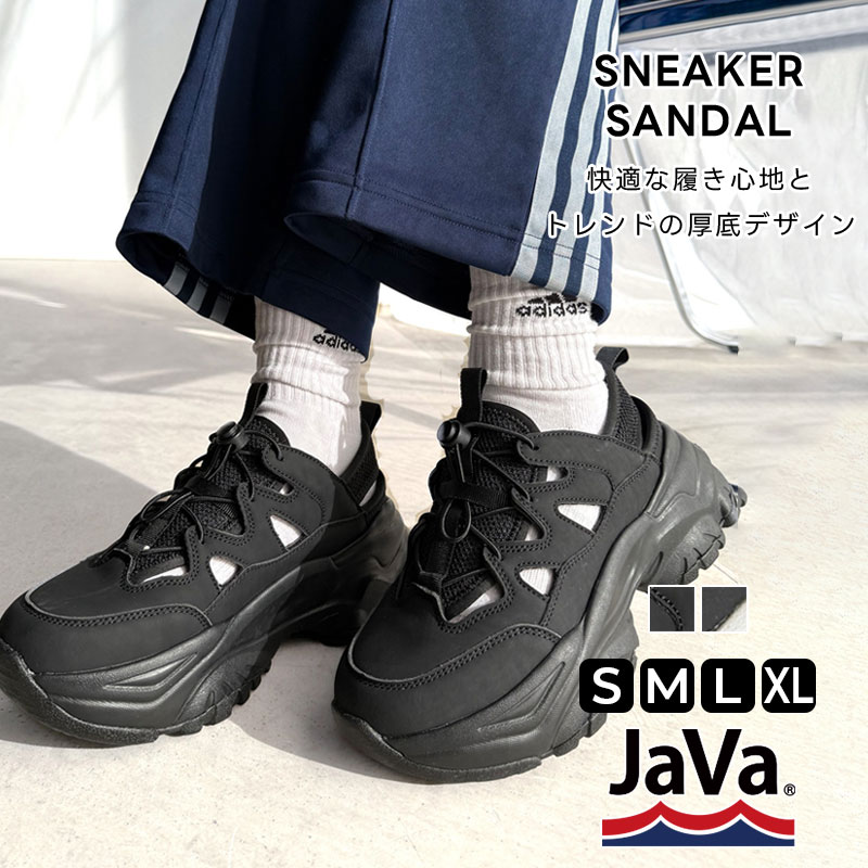 《javaジャバコラボ》 シューズ サンダル レディース 厚底 ワン ストラップ スニーカーサンダル 快適 履き心地 高見え デイリー お出かけ アウトドア 大きいサイズ 春 夏 2025ss クラシカルエルフ jv1129018