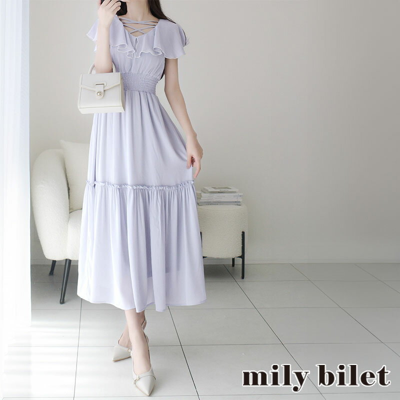 ＼早い者勝ち★本日限定 10%OFFクーポン 8/1 23:59まで／ 《mily bilet》 ワンピース 夏 レディース 夏 レディース きれいめ クロスデザイン ワンピース ティアードデザイン 上品 カジュアル 2025ss 春 夏 クラシカルエルフ classical elf mi1139081