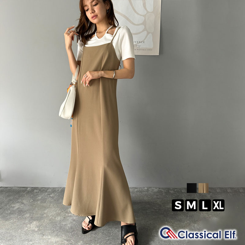 今ならさらにまとめ買いクーポンで10％OFF 【 クラシカルエルフ classical elf 】 ワンピース 夏 レディース 麻調 素材 バック リボン マーメイド キャミ ワンピ ロング 丈 スタイルアップ 大きいサイズ 春 夏 ce0780082のサムネイル